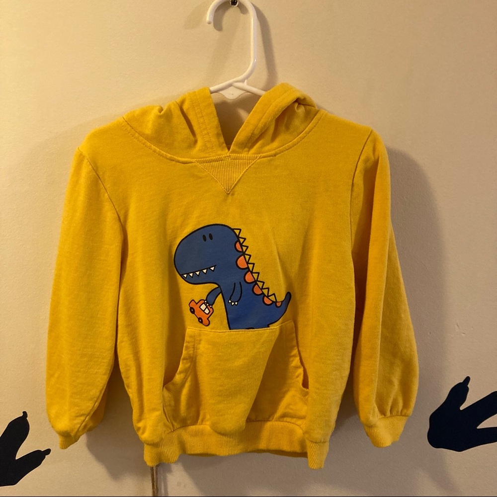 Toddler Boys Yellow Dinosaur Graphic Hoodie Size 1-2y
